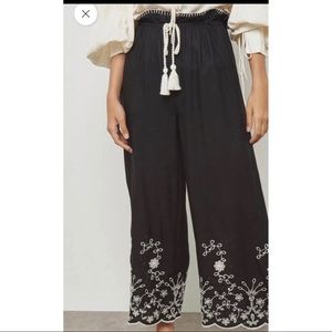 Topshop wide leg embroidered crop beach
